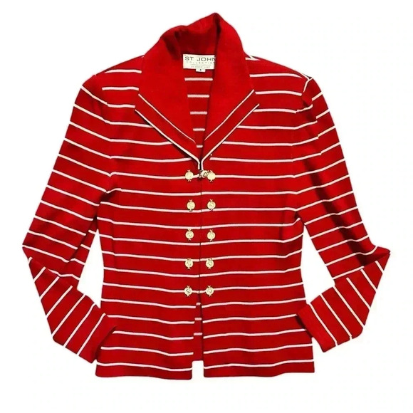 St. John Red Striped Jacket - Picture 1 of 6